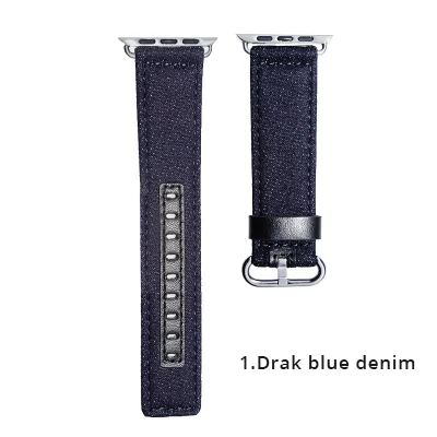 Drak blu denim Ремешок для наручных часов Apple Watch Series 5/4/3/2/1 кожаная Петля ремешок браслет наручные совместимый для наручных часов iWatch, ремешок 44/40/42/38 мм Аксессуар-ремешок - Цвет ремешка: Drak blu denim