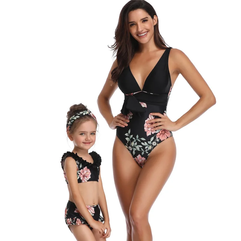 Matching Family Bathing Suits Mother Girl Bikini Swimsuit For Mom and Daugh...