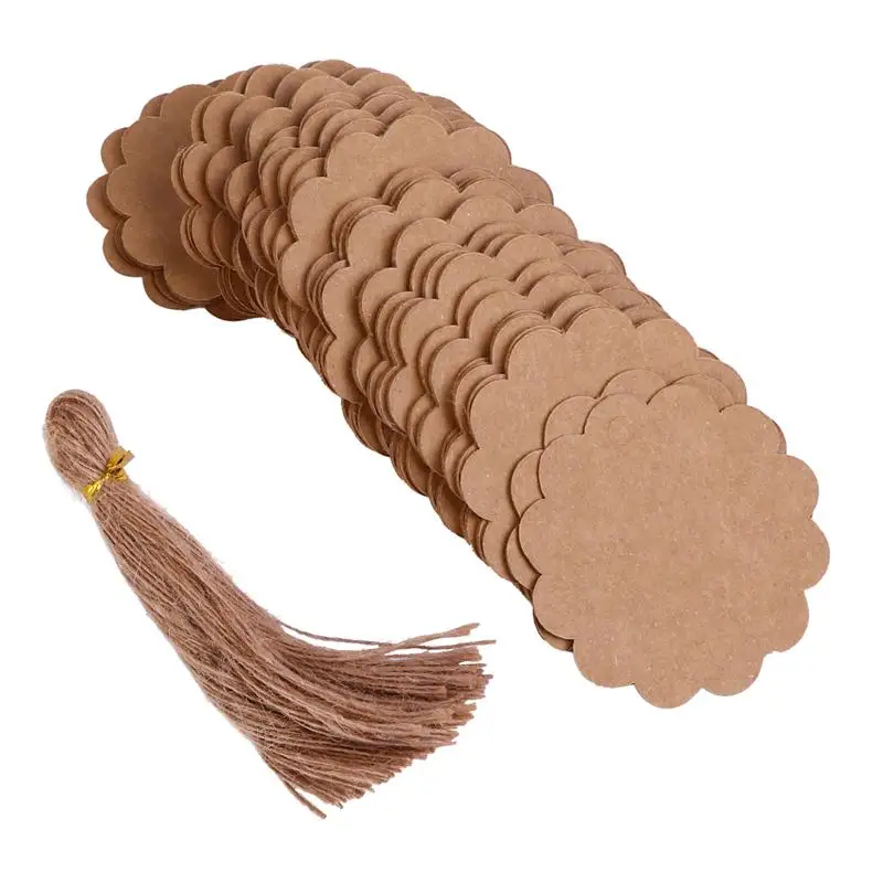 1 Set Brown Kraft Paper Gift Tags Blank Card Merchandise with Twine String | Дом и сад