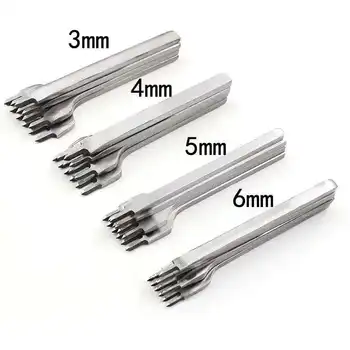 Jiwuo 3-6mm Leather Craft Punching Hole Tool Stitching Sewing Punches Stitching Punch 1+2+4+6 Prongs Leather Tools Set Hot Sale 3