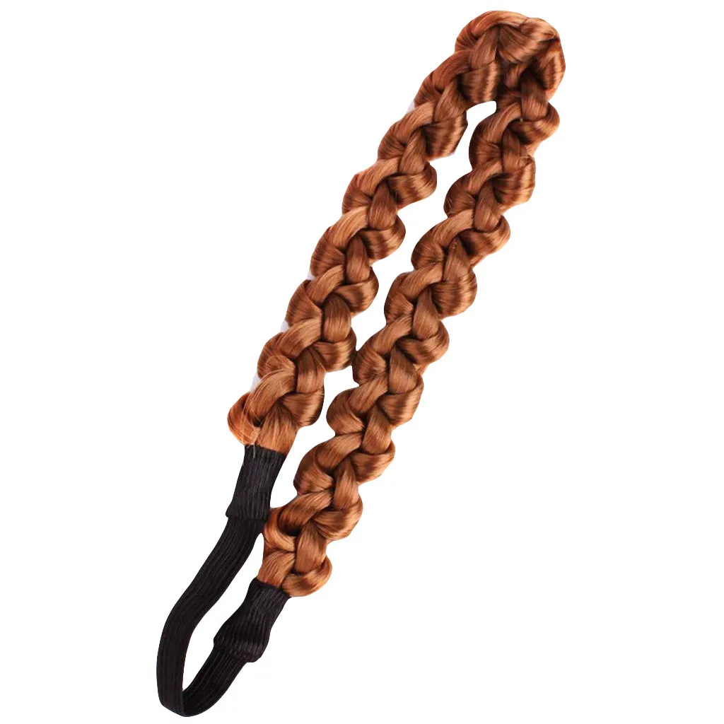 3,5 см, широкий синтетический парик, крученые эластичные резинки для волос, косички, богемные плетеные повязки на голову для женщин, растягивающиеся аксессуары для волос для девушек - Цвет: 9