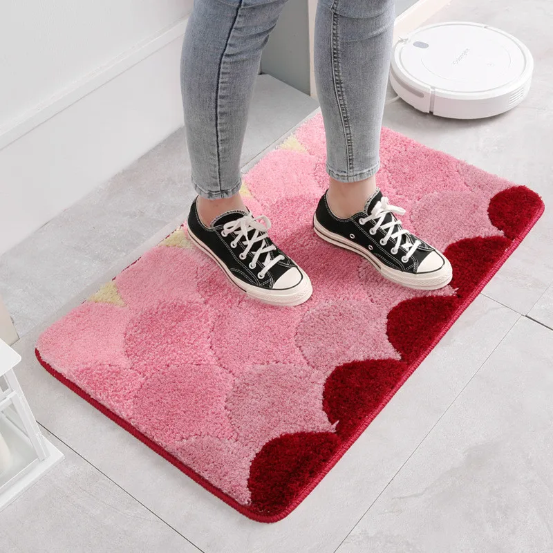 

Fashion hot New flocking home door Grid slip mat house hold bathroom bathroom Comfortable Bath Paddoor absorbent mat door mat