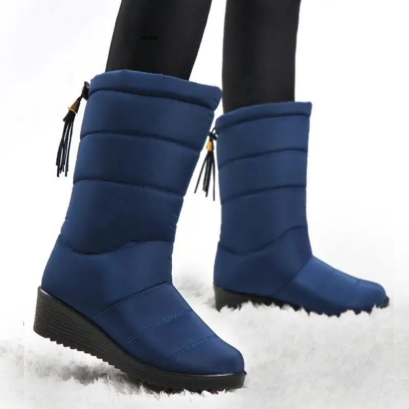 Botas de invierno impermeables, botines para Mujer, Botas de nieve con borla para Mujer, zapatos con plataforma elástica, Botas cálidas para Mujer 2022 ► Foto 2/6