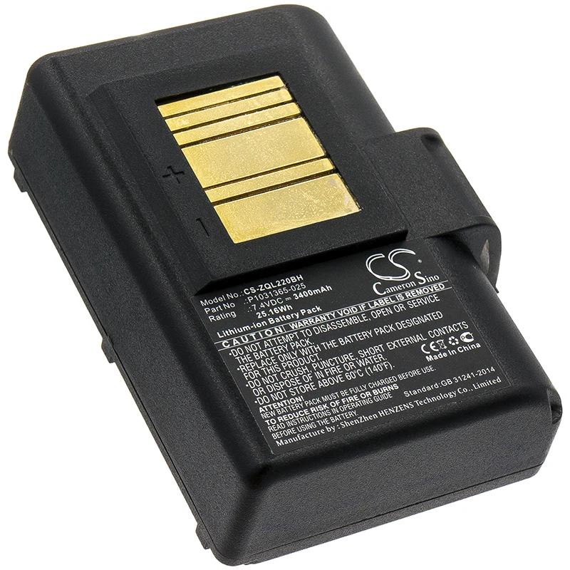 

CS 3400mAh/25.16Wh battery for Zebra QLN220,P1023901,P1023901-LF,P1031365-025,P1031365-059,P1031365-069,P1051378