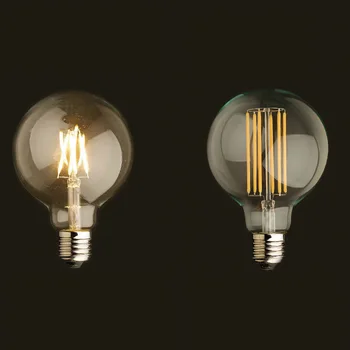

Vintage LED Filament Light Bulb Edison G125 Style, Golden Tint, 6W,8W, 2200K(Super Warm) LED bulbs,110V 220V AC,Dimmable