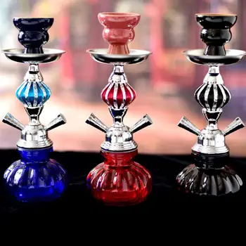 

Shisha Accessories Shisha Pipe Set Double Hose Hookah With Silver Stem Design For Bar KTV Shisha Hookah Set For Smoking Weed