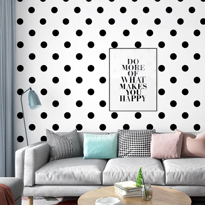 Современные Простые черные обои в горошек 3d водонепроницаемые моющиеся из ПВХ