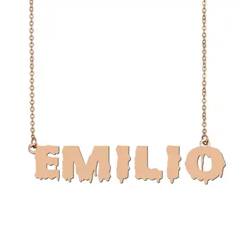 

Emilio Name Necklace , Cool Bloody Art Name Necklace for Halloween and Santa's Day Jewelry Gift for Kids Boys Girls