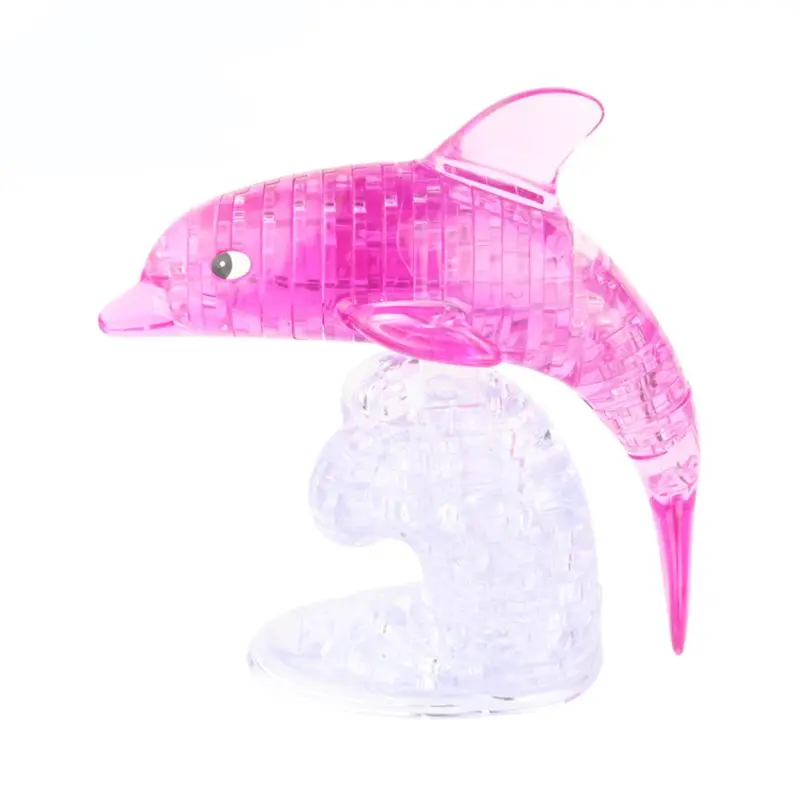 DIY хрустальный Дельфин 3D головоломка для детей дети интеллектуальные собранные головоломки игрушка подарок на день рождения - Цвет: Розовый
