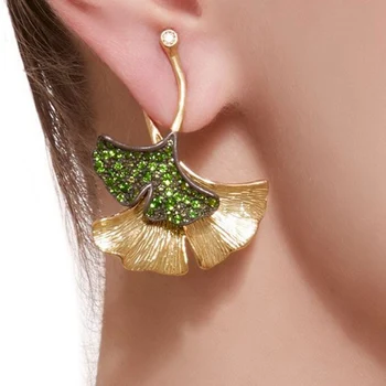 

New Green Leaves Earrings Plated Fine Bohemian Jewelry Olive Drop Women's Dangles Jewelry Christmas Gift