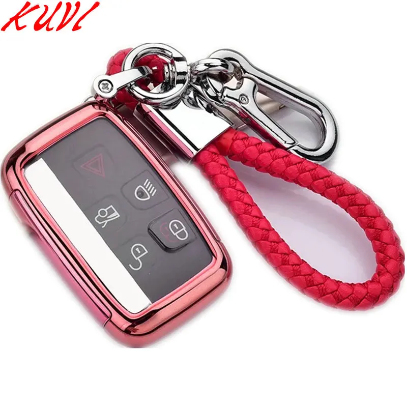 pink with keychain Мягкий чехол для ключей автомобиля из ТПУ для Land Rover A9 Range Rover Sport Evoque Freelander 2 Jaguar XE XJ XJL XF C-X16 V12 гитара F X Typ - Название цвета: pink with keychain