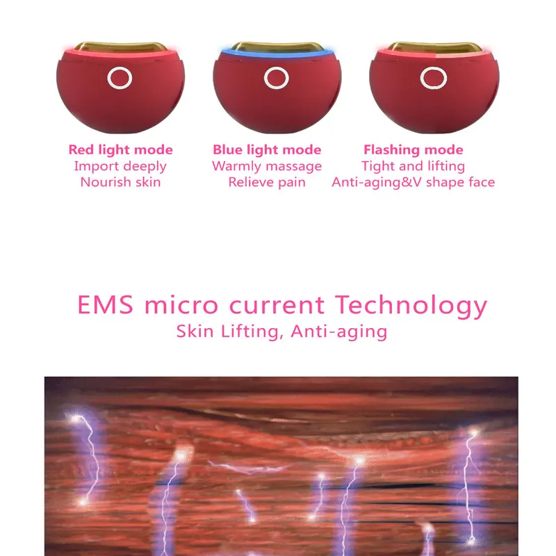Electric Microcurrent Face Massager 42℃ Hot Compress Heat Vibration Facial Lifting LED Photon Skin Tighten Scraping Massage Tool_voghion.com