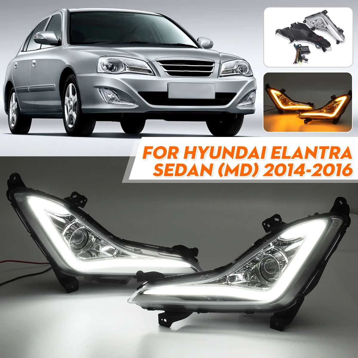 Светодиодный дневные ходовые огни DRL противотуманная фара чехол для Hyundai Elantra Sedan