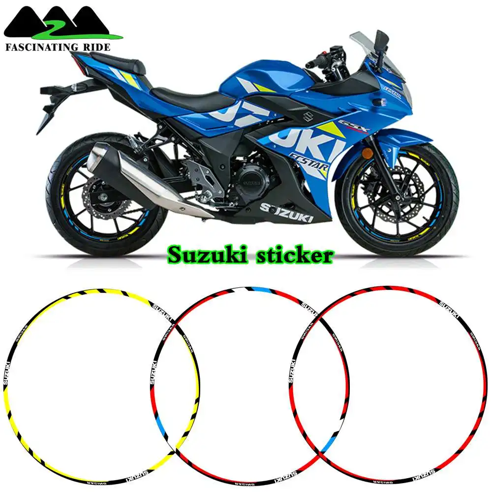 

For Suzuki GSXR750 GSXR250 GSXR600 GSXR1000 motorcycles wheel stickers waterproof Reflective Rim decals Front & Rear custom