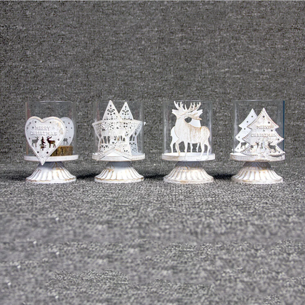 Скандинавский Ретро стиль Счастливого Рождества Подсвечник Подсвечники Tealight Рождество подсвечник