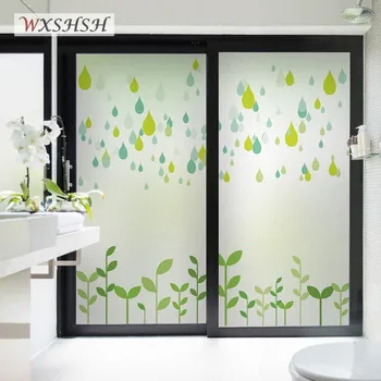 

Custom Size Static Cling Glass Film Privacy Protection Green Fresh Pattern Home Decorative Frosted Sun-Blocking Stained Sticker