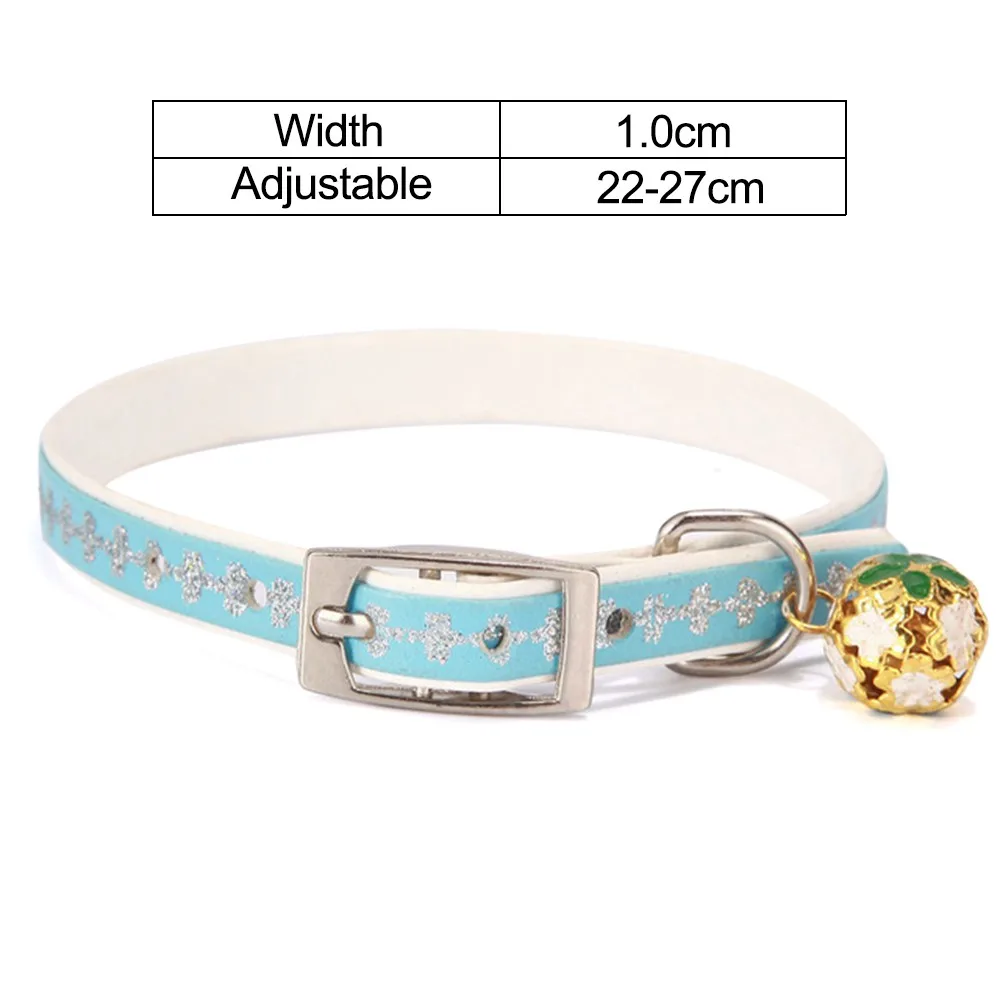 Light Blue Ошейник для кошек с колокольчиком для маленьких собак Регулируемый ошейник для кошек продукт для домашних животных для щенков собачье ожерелье Чихуахуа быстрый выпуск YS0033 - Цвет: Light Blue