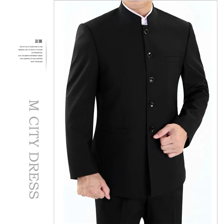 Mens Chinese Traditional Coat Mandarin Banded Collar Single Breast Tunic S62