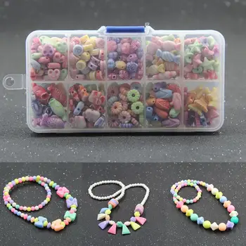 

Mixed Color Acrylic Spacer Beads Elastic String Kids DIY Bracelet Jewelry Toy
