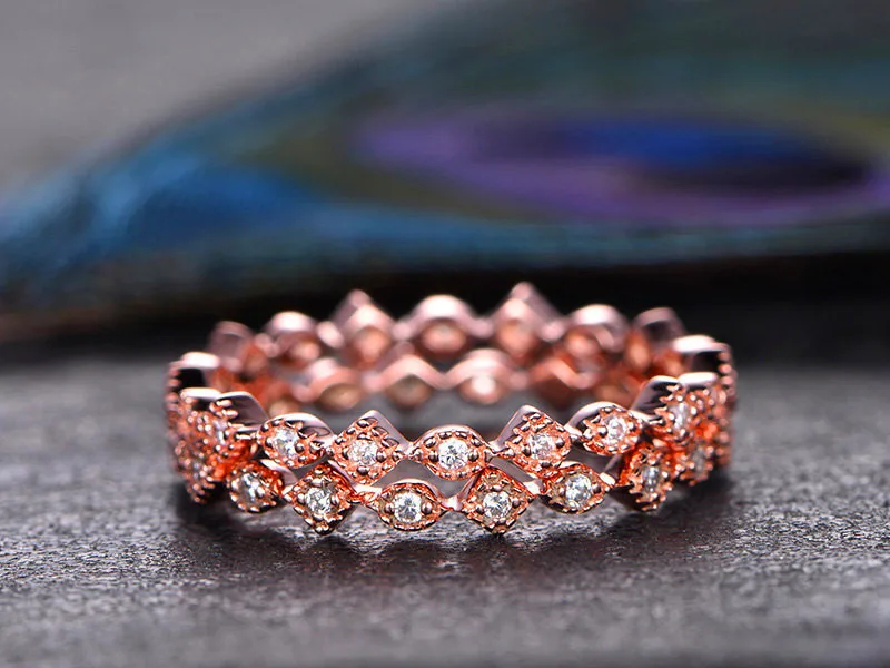 Милое женское кольцо из циркония с камнем романтическая роза Золотые Обручальные кольца набор элегантное винтажное серебрянное кольцо для женщин