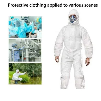 

New Waterproof Oil-Resistant Disposable Medical Protective Coverall Hooded Suit Breathable Antistatic Chemical Work Clothing