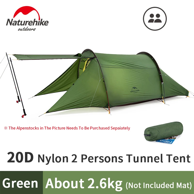 Naturehike облачный туннельный тент 2 6 кг Сверхлегкий человека 20D Силиконовый