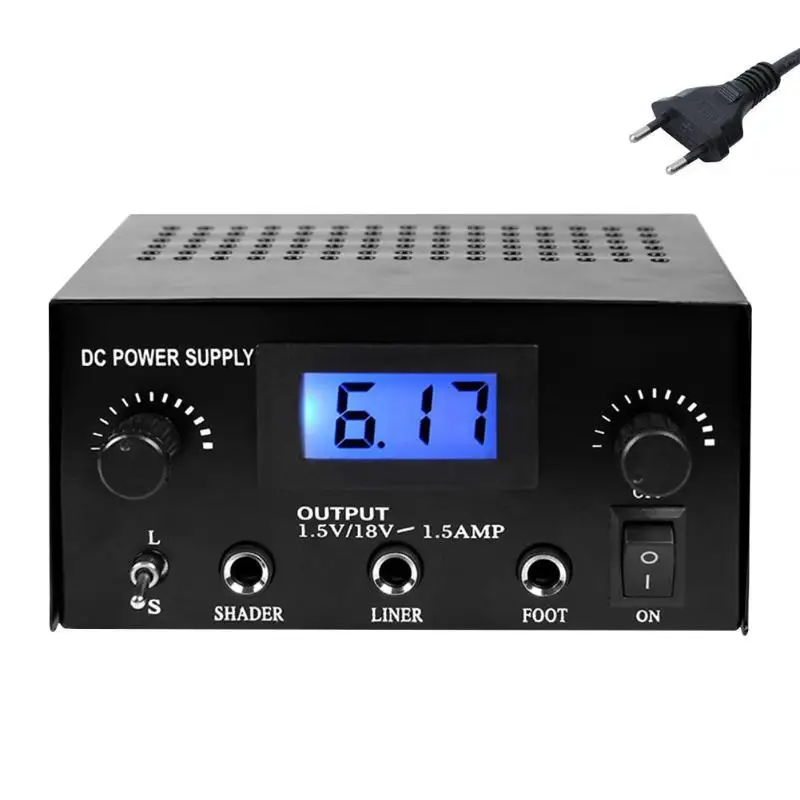 EU Plug Регулятор питания для татуажа, цифровой ЖК-дисплей,, портативный, стабильная производительность, Перманентный макияж, искусство для тату-машины - Цвет: EU Plug