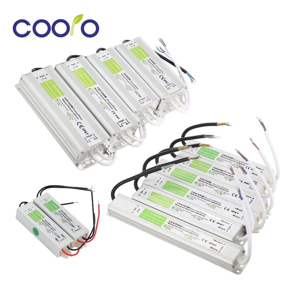 15W-300W IP67 Waterproof LED Transformer Driver Power Supply for Strip DC12V UK 
