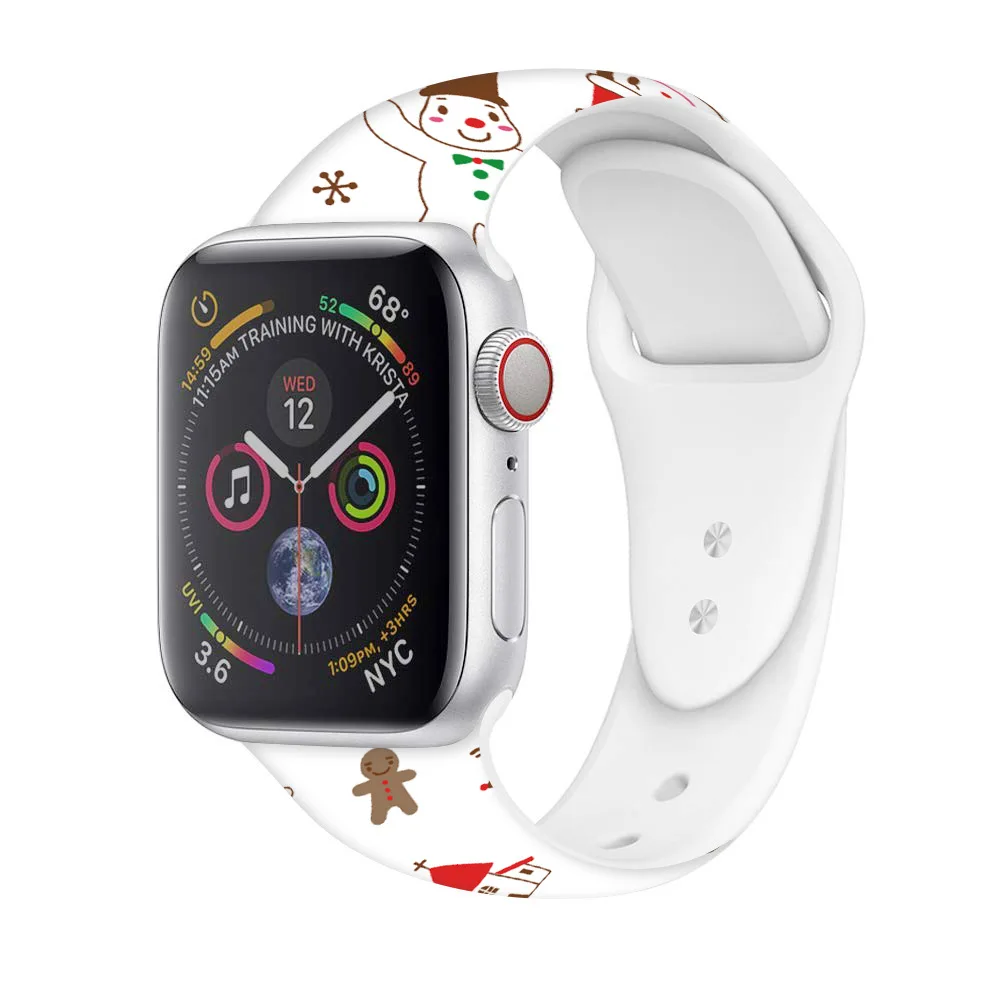 Силиконовый ремешок для Apple watch band 5 44 мм 40 мм Рождественский подарок Цветочный Принт мягкий ремешок для наручных часов iWatch 5 4 3 2 38 мм 42 мм