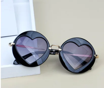 Дети Любовь в форме сердца солнцезащитные очки розовые очки круглое зеркало для детей