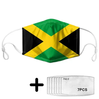 

Jamaica Flag Pattern Children's Dust Mouth Mask Anti-Dust Adjustable Earloop Reusable Teens Fashion Face Masks with 7 Filters