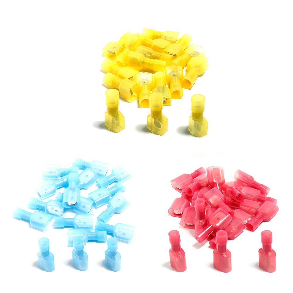 

120pcs T Type Wire Cable Faston Terminals Crimp Scotch Lock Quick Line type Electrical Quick WireSplice Insulated MaleConnectors