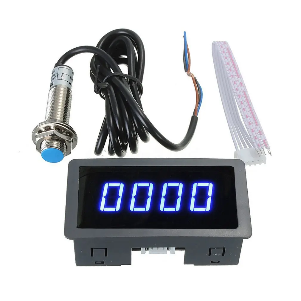 

4 Digital LED Display Tachometer RPM Speed Meter High Precision Tachometer With Hall Proximity Switch Sensor NPN