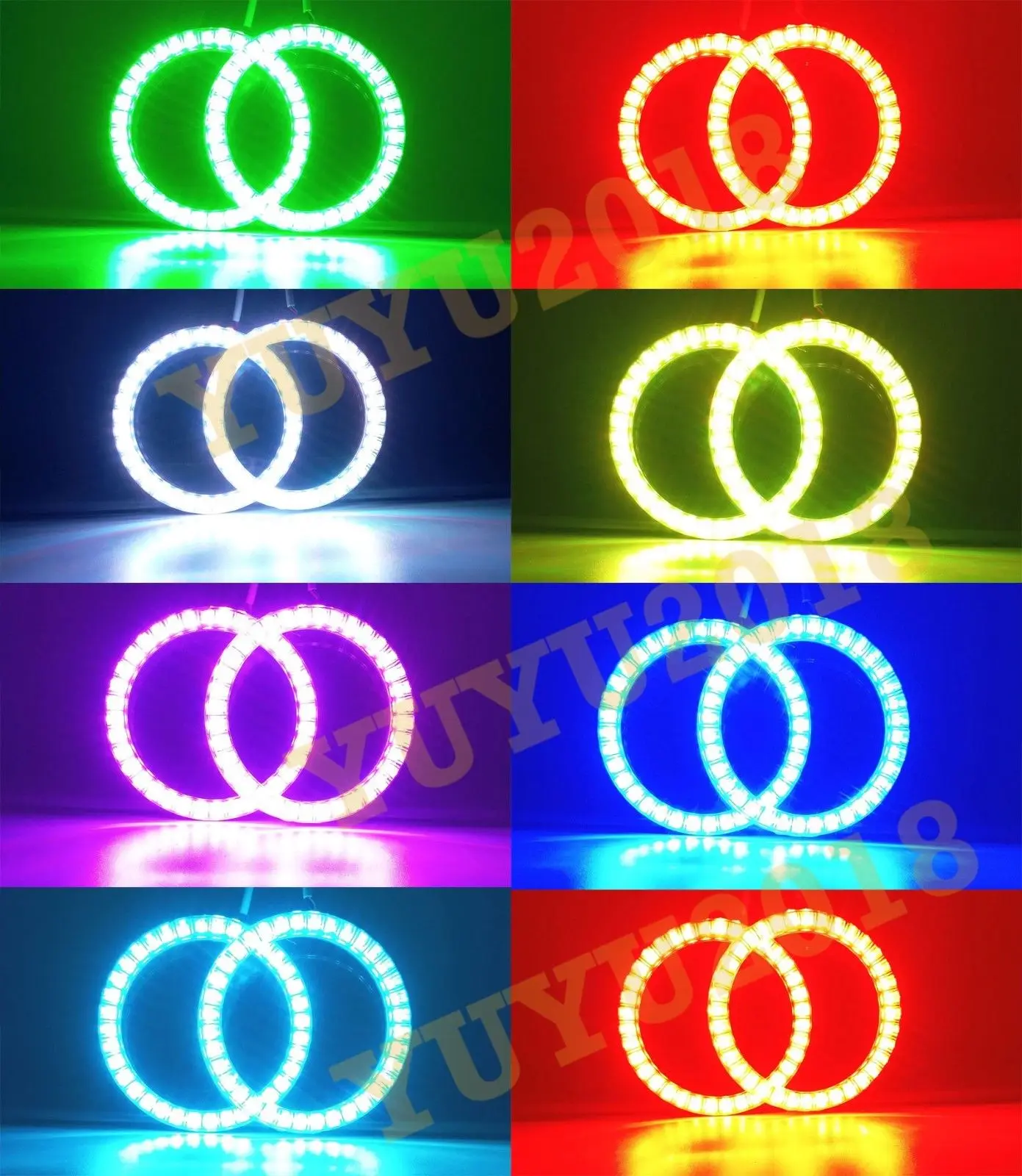 Цветная(RGB светодиодные кольца-гало подходит для Mazda 3 2010 2011 2012 2013 автомобильных фар ангельские глазки Multi-Цвет дьявол, демон дневные ходовые огни-Удаленное управление по Bluetooth