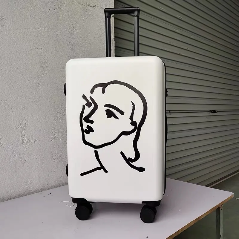 Style-A Дорожный чемодан дизайн чемодан Поворотный Чемодан Matisse эскиз valise белая коробка 20/24 дюймов - Цвет: Style-A