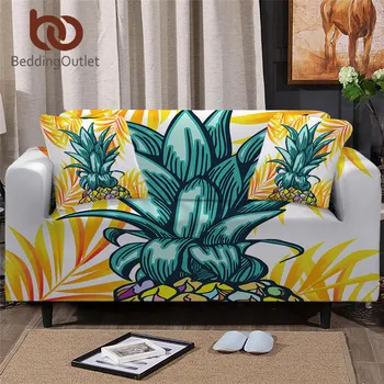 

BeddingOutlet Pineapple Stretch Sofa Cover With Cushion Covers 3pcs Tropical Leaf Slipcover Sofa Fruit Armchair Cover capa sofa