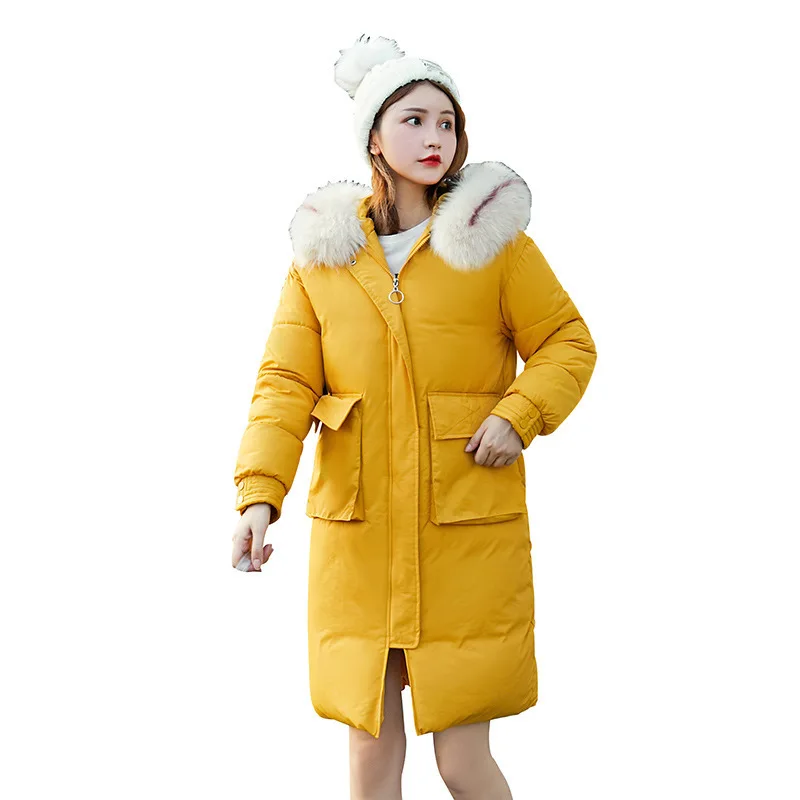 Зимняя женская куртка, специальная зимняя Новинка, Корейская версия, пуховик, Женская куртка средней длины с большим воротником, модная куртка