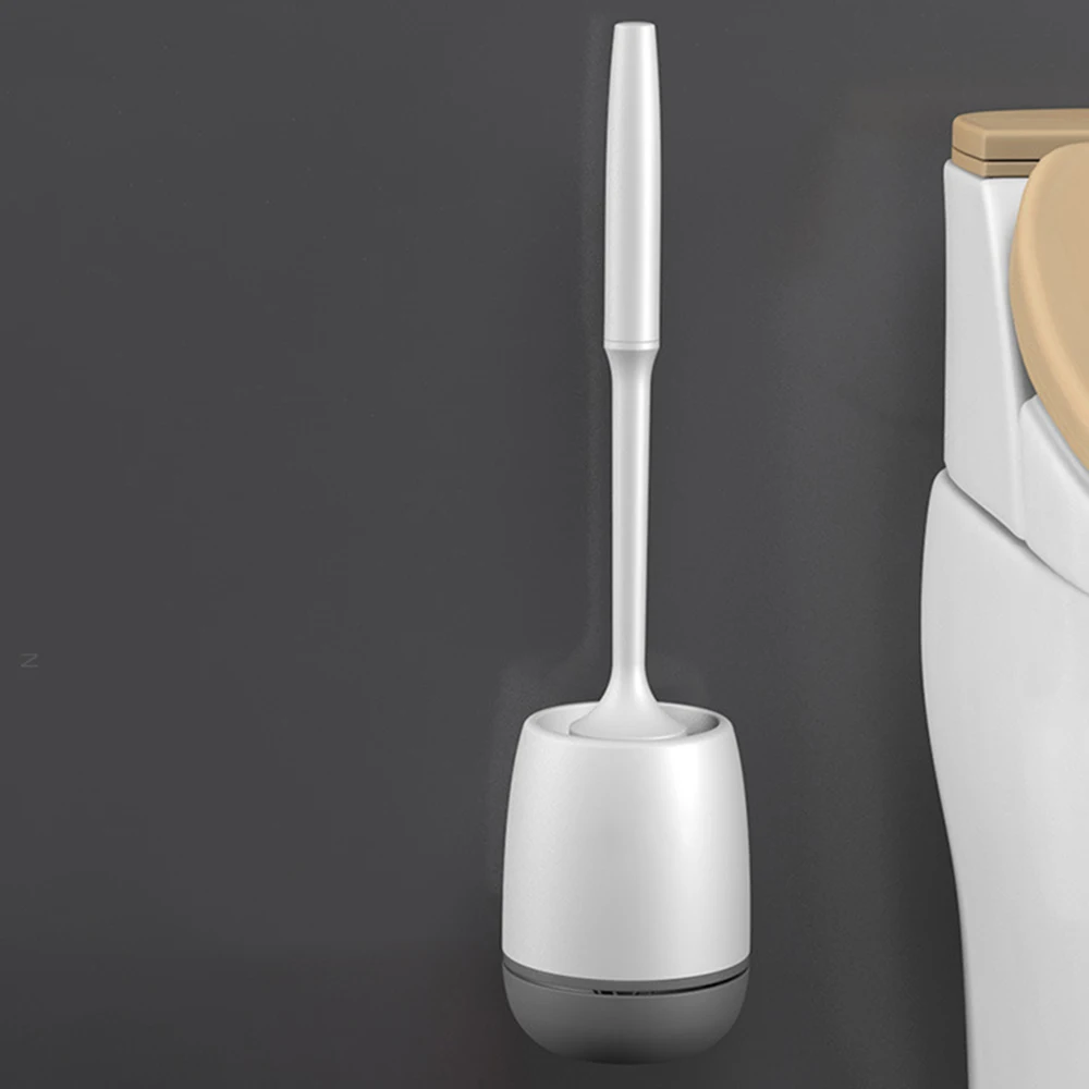 Bathroom Long Handle TPR Wall-mounted / Floor-standing Soft Hair Toilet Brush Set Toilet without Dead Angle Cleaning Brush