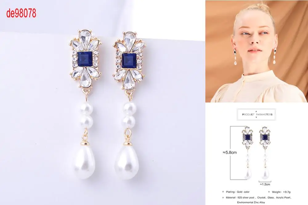Элегантные Висячие серьги для женщин OL модные ювелирные изделия Bijoux горячие новые Кристальные лепестки акриловая Жемчужина Капли Висячие Серьги