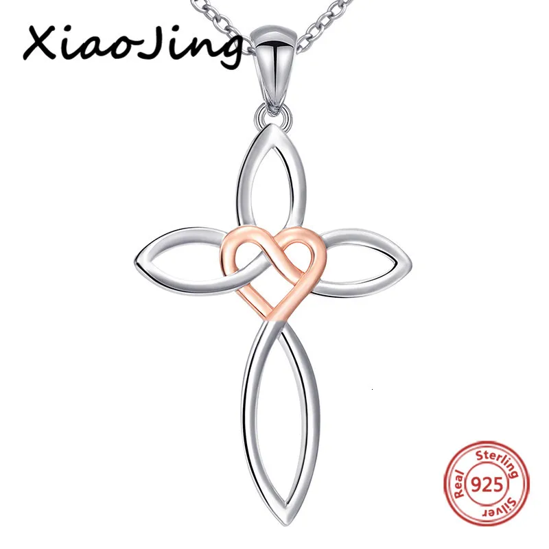 XiaoJing, Новое поступление, серебро 925 пробы, сделай сам, дизайн, любовь, кулон крест с сердцем, цепочка, ожерелье, модное ювелирное изделие для женщин, подарки
