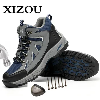 

XIZOU Safety Work Boots Shoes for Men Steel Toe Anti-smashing Puncture-Proof Breathable Lightweight Non-slip Protective Shoes