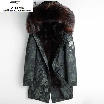 

2020 New Real Fur Coat Men Parka Winter Jacket Raccoon Fur Liner Thick Warm Luxury Jackets Parkas Hombre 4688 KJ2908