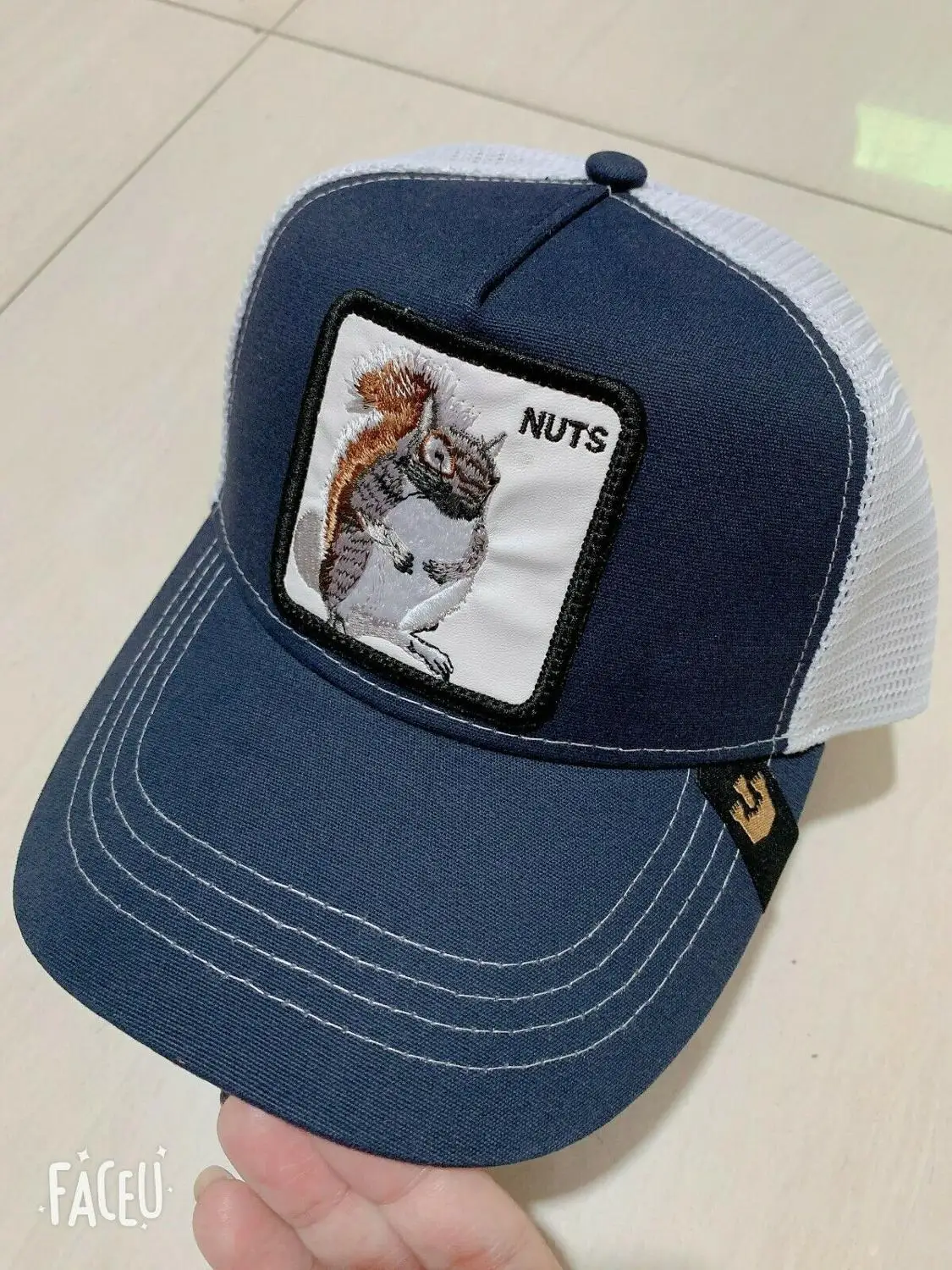 NUTS-BLUE Новинка, бейсбольная вышивка CapAnimal, аниме, Милая Вышивка, летняя сетка, для мужчин, для улицы, солнцезащитный козырек, для грузовика, шлемы для водителя, подходит для goorinm2 - Цвет: NUTS-BLUE
