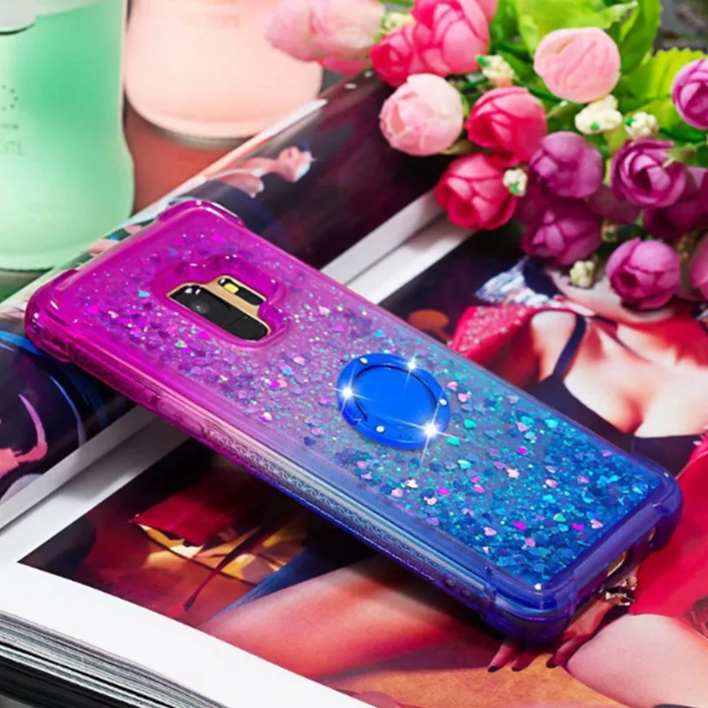 Samsung Galaxy S8 S9 S10 кольцевая Пряжка градиентный цветной чехол для телефона S9 Plus Note10 Pro с кронштейном Мягкий силиконовый чехол