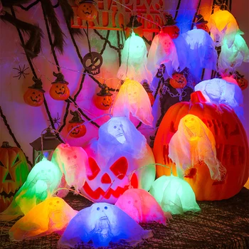 

2M 20LED Halloween Theme String Lights Garland Pumpkin Skull Ghost Spider Bat Scary Purple Multicolor Light Party Home Decor D30