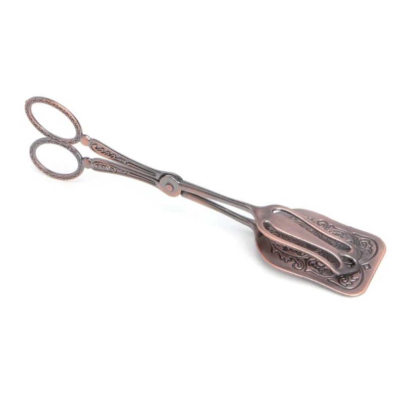 Vintage Retro Food BBQ Salad Toast Tongs Cake Pastry Tea Clip Clamp Kitchen Tool - Цвет: Bronze