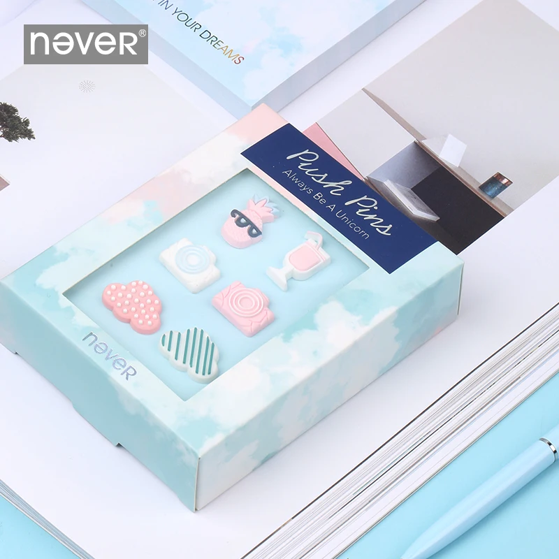 Never Unicorn Macaron color Thumbtack ПВХ Симпатичные штифты для пробки милые каваи для дома или офиса, декоративные штифты подарочные канцелярские принадлежности