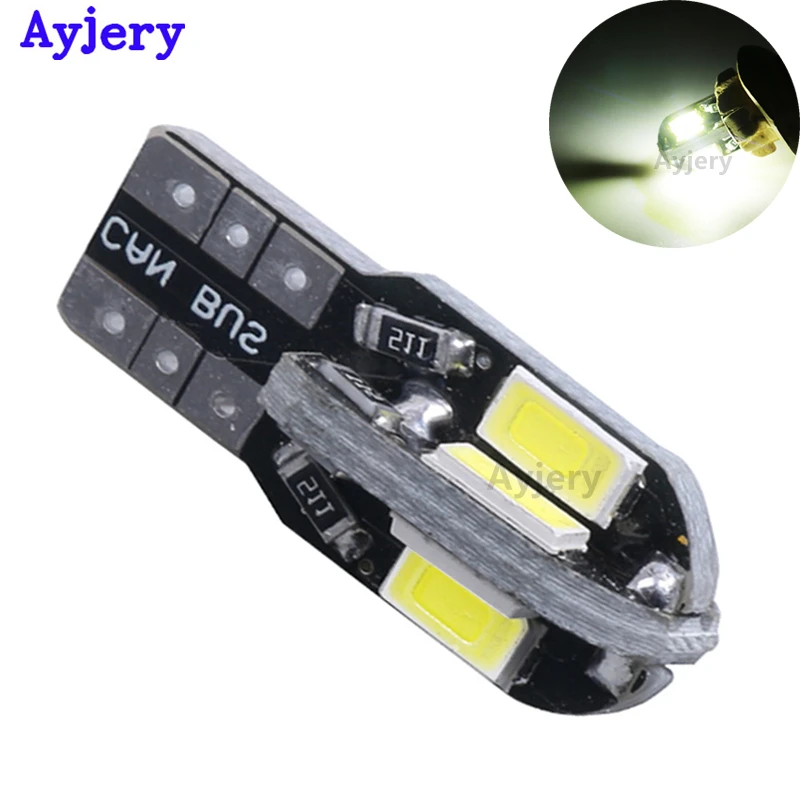 Ayjery 100 шт 12V светодиодный T10 5730 8 SMD Нет Ошибка габаритный фонарь 5630 8 светодиод Шина CAN свет без ошибки T10 W5W 194 168 8 SMD светодиодный лампы
