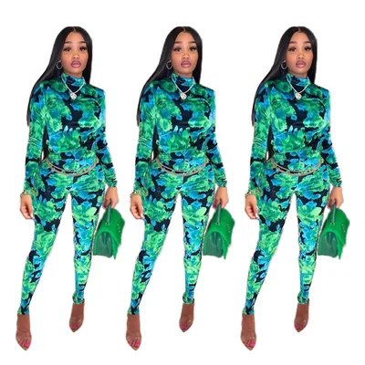 Модный пуловер с длинными рукавами и принтом Tie Dye, осенняя уличная одежда, женский комбинезон-карандаш длиной до щиколотки