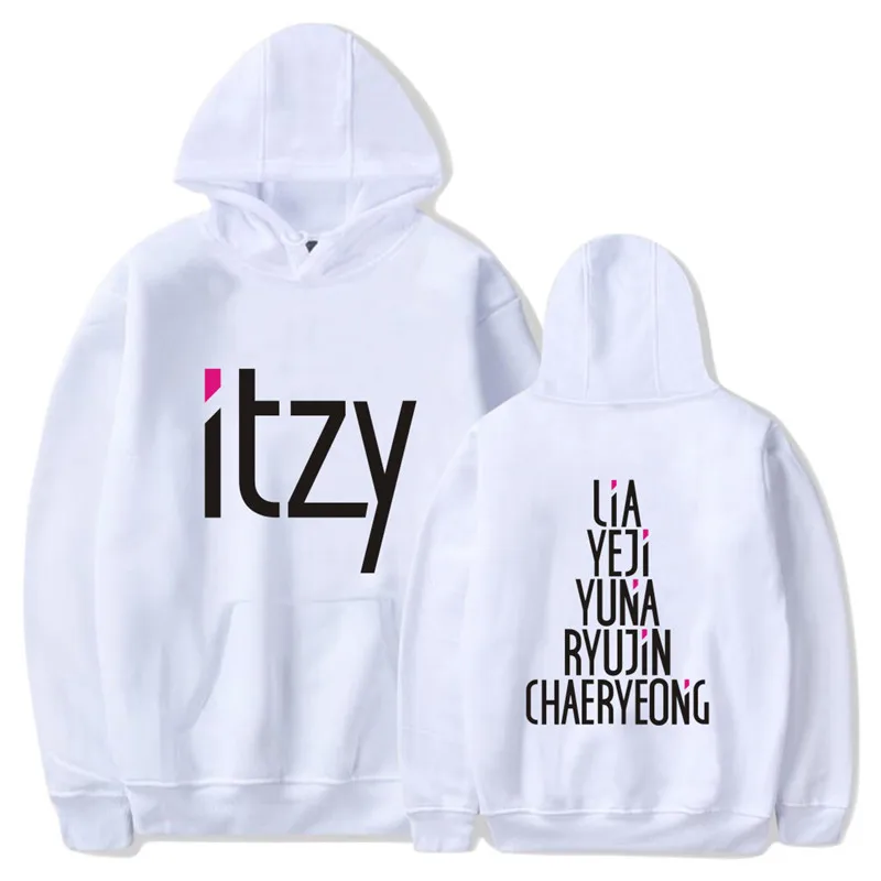 White Name PG072 ITZY LIA YEJI YUNA RYUIN CHAERYEONG толстовки KPOP пуловеры с капюшоном - Цвет: White Name
